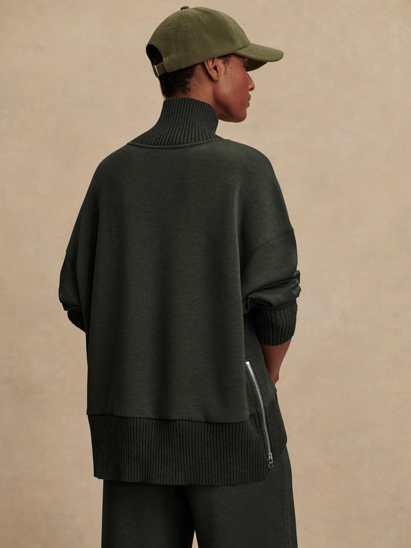Varley Barker High Neck Sweat - Olive Marl