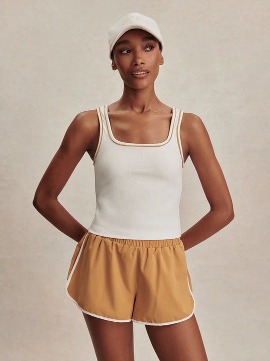 Varley Barney Piped Tank - White / Apple Cinnamon
