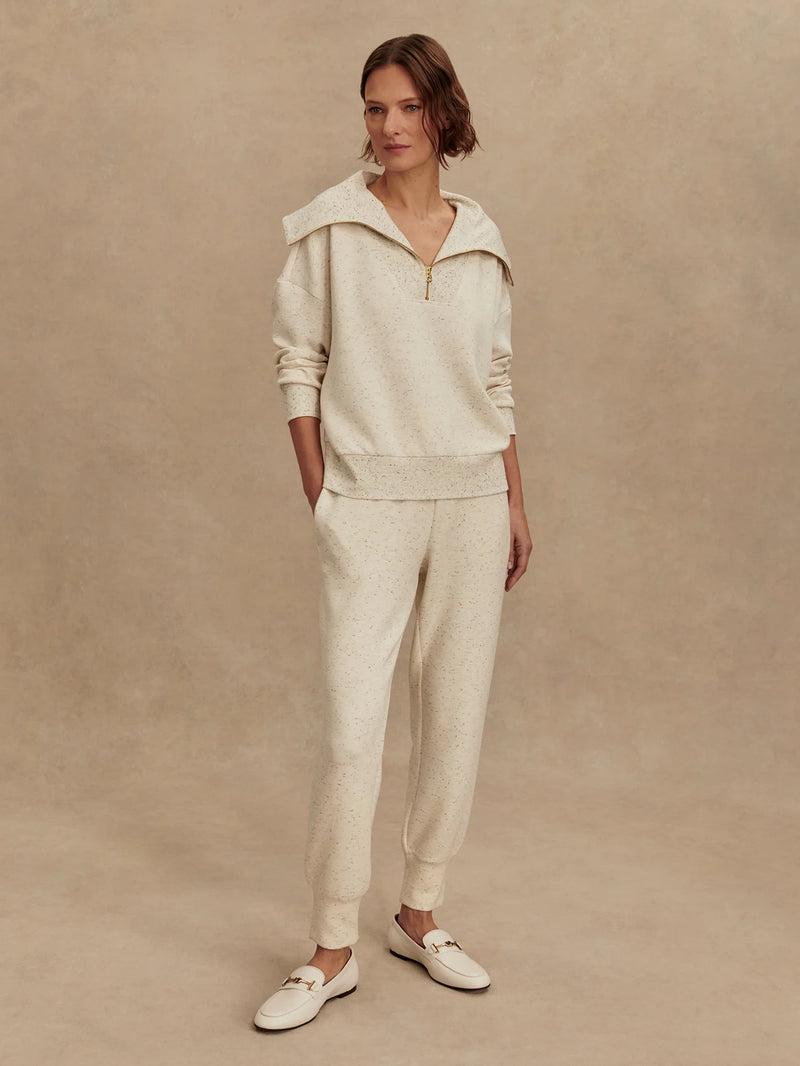 Varley Catherine Half Zip Sweat - Ivory Marl Fleck