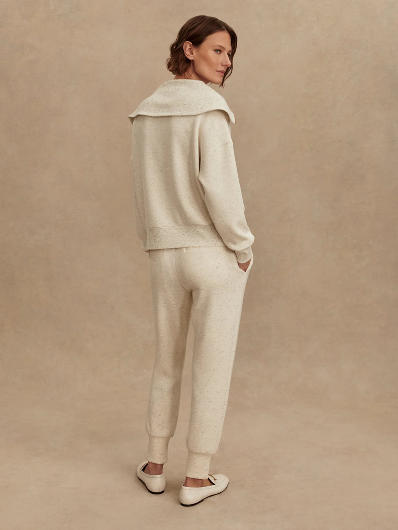 Varley Catherine Half Zip Sweat - Ivory Marl Fleck