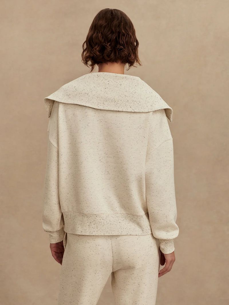 Varley Catherine Half Zip Sweat - Ivory Marl Fleck