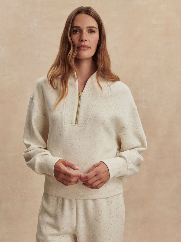 Varley Davidson Sweat - Ivory Marl Fleck