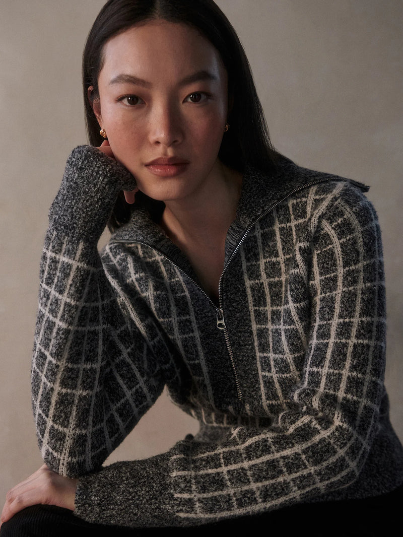 Varley Furley Half Zip Knit - Charcoal Marl