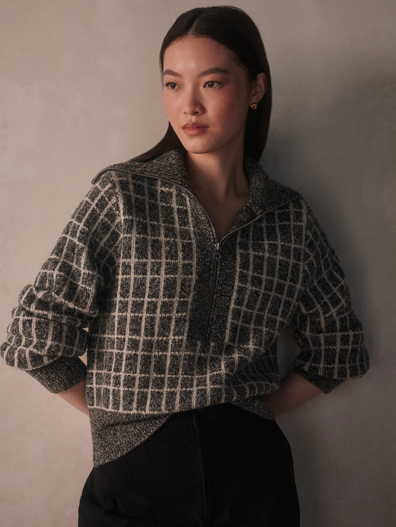 Varley Furley Half Zip Knit - Charcoal Marl