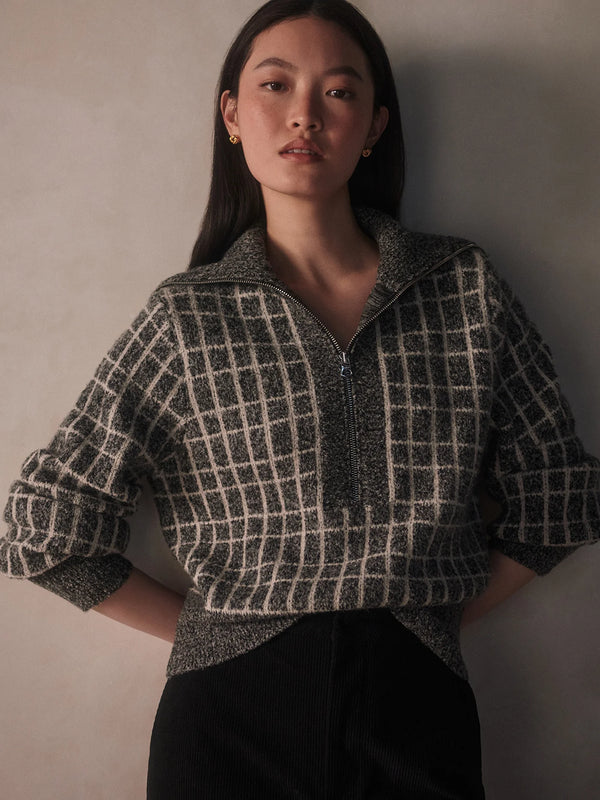 Varley Furley Half Zip Knit - Charcoal Marl