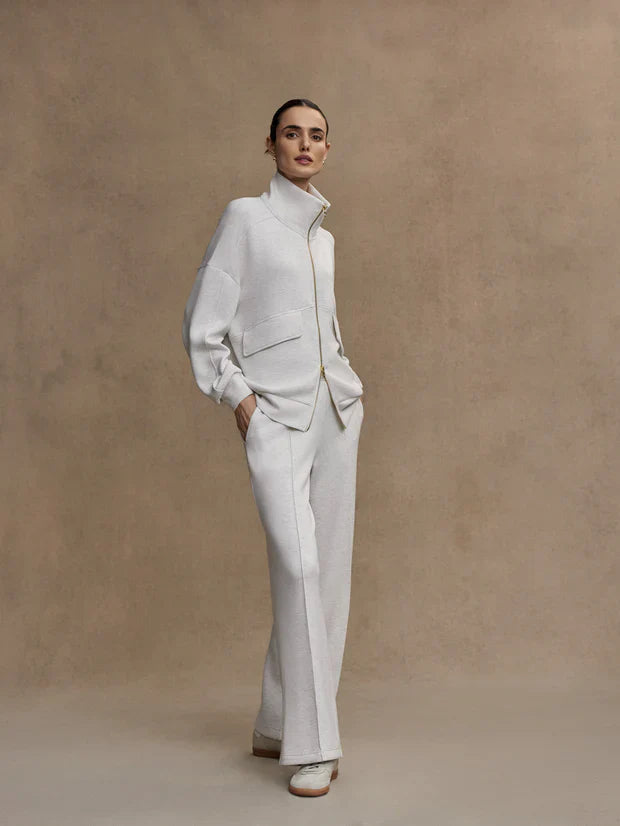 Varley Garcia Zip Through Sweat - Ivory Marl