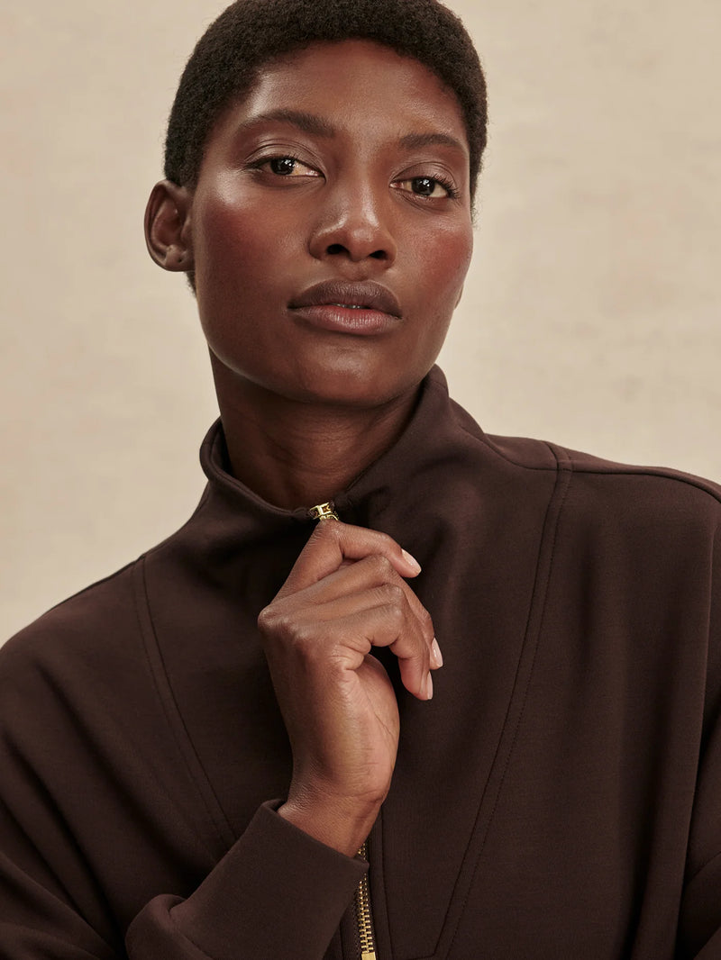 Varley Hawley Half Zip Sweat - Coffee Bean