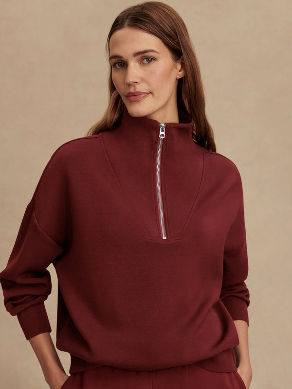 Varley Hawley Half Zip Sweat - New Maroon