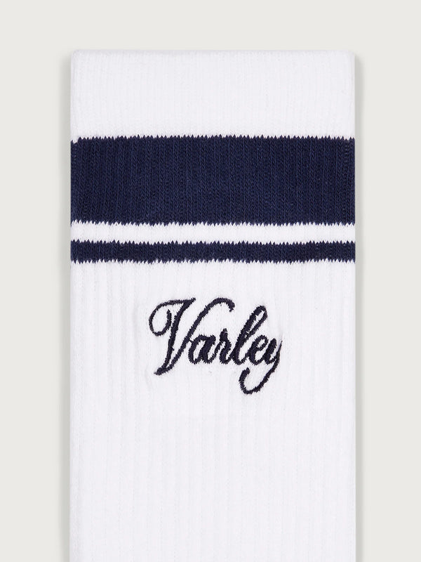 Varley Lamar Club Stripe Sock - White/ Blue Nights