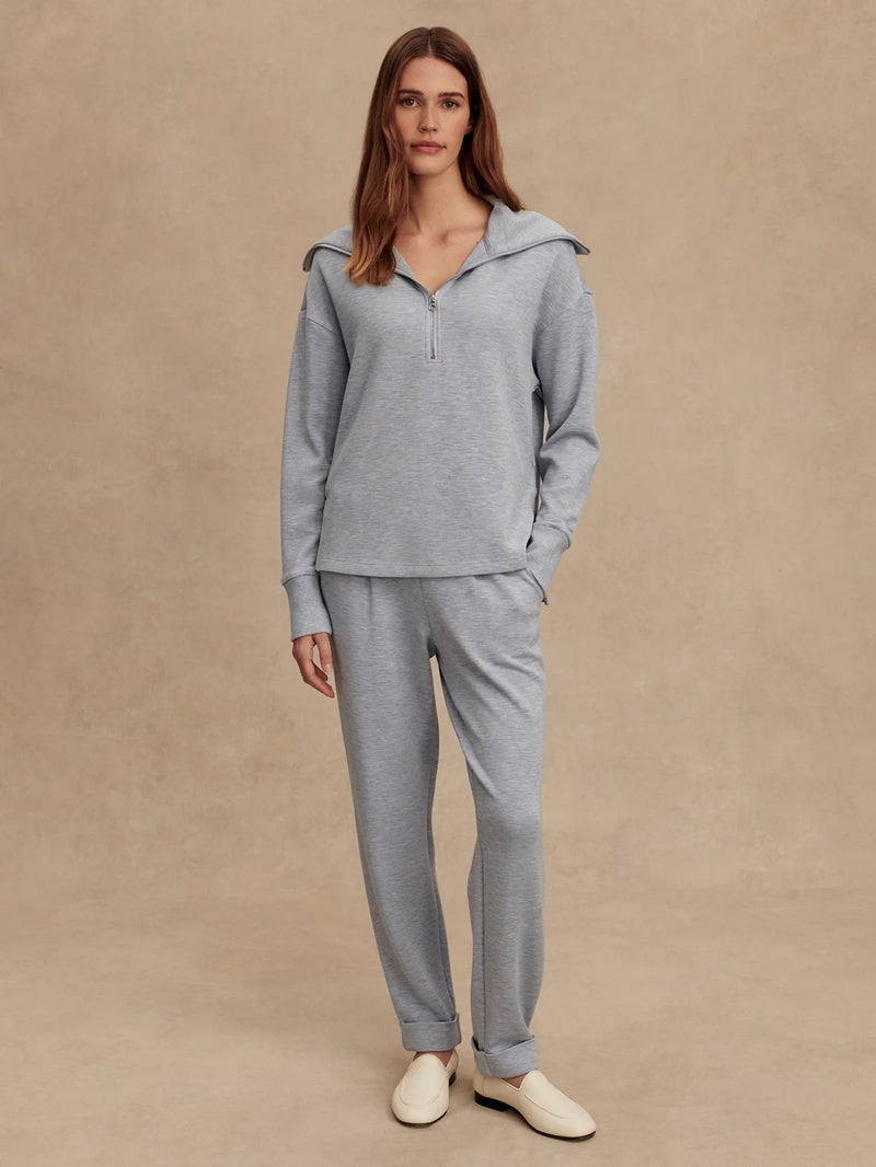 Varley Larson Half Zip Sweat - Mid Blue Marl