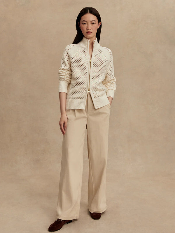 Varley Mandy Boucle Knit Jacket - Coconut Milk