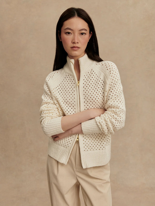 Varley Mandy Boucle Knit Jacket - Coconut Milk