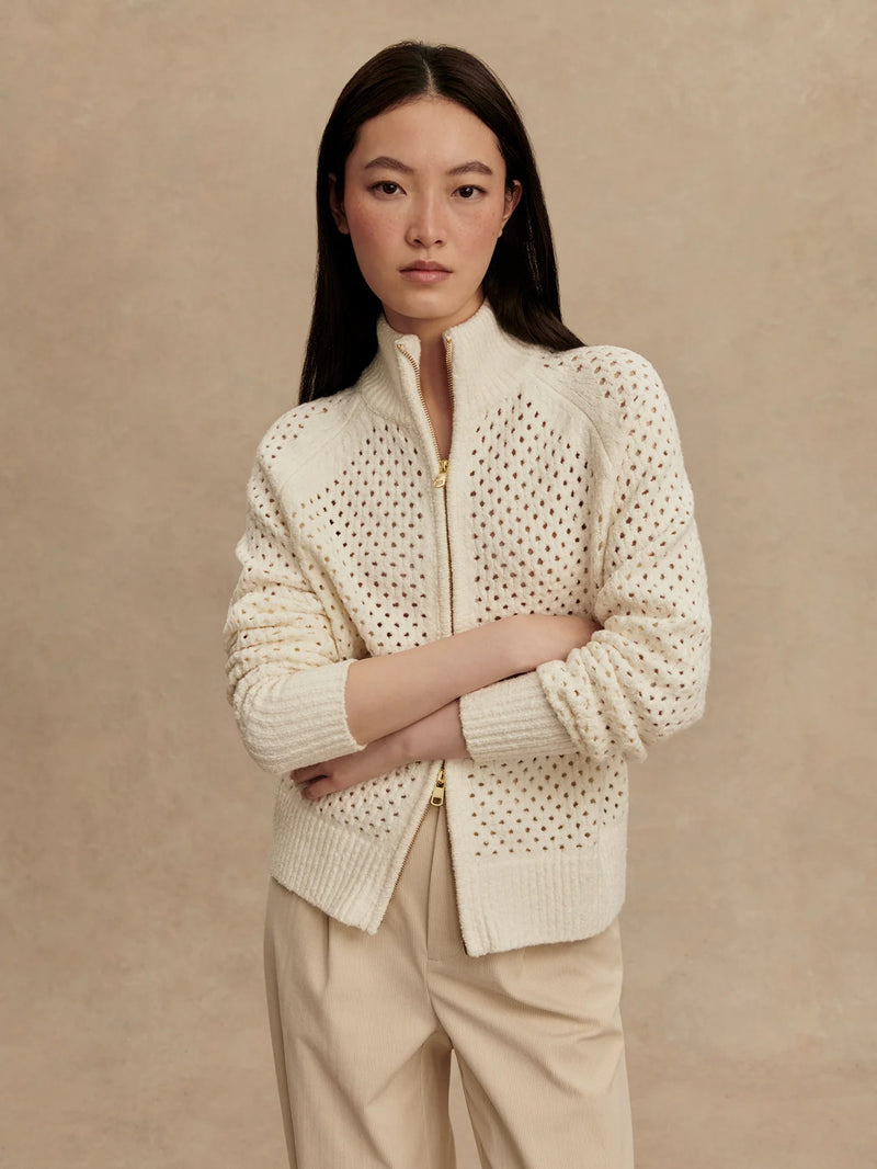 Varley Mandy Boucle Knit Jacket - Coconut Milk