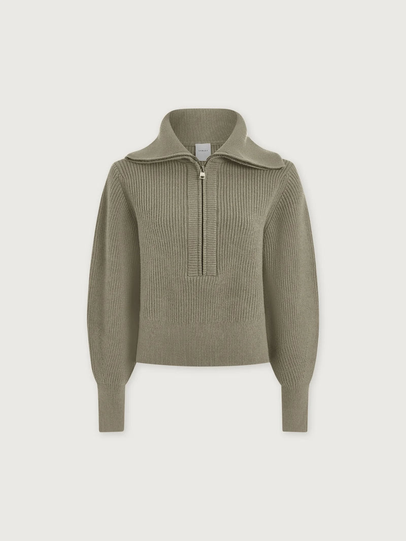 Varley Maura Half Zip Rib Knit - Agate Grey