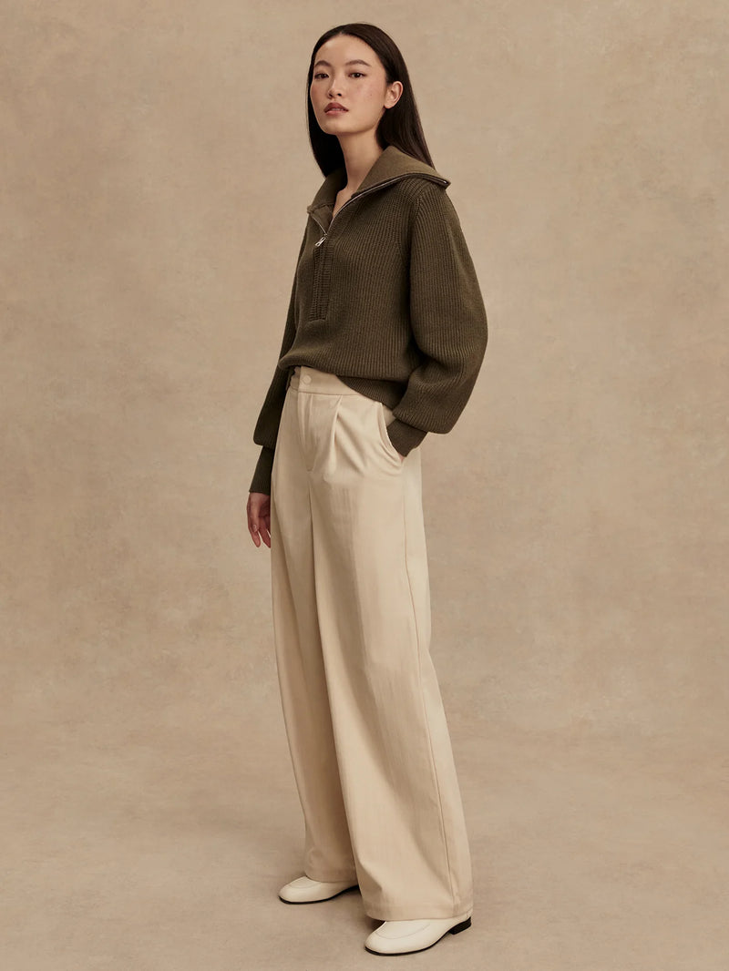 Varley Maura Half Zip Rib Knit - Olive Night