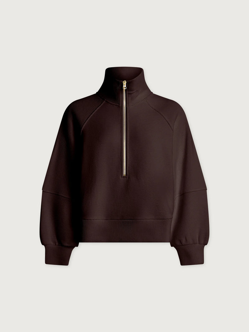 Varley Milano Half Zip Sweat - Coffee Bean