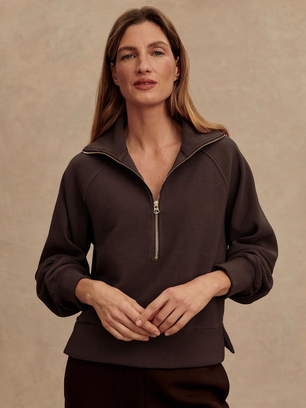 Varley Milano Half Zip Sweat - Coffee Bean