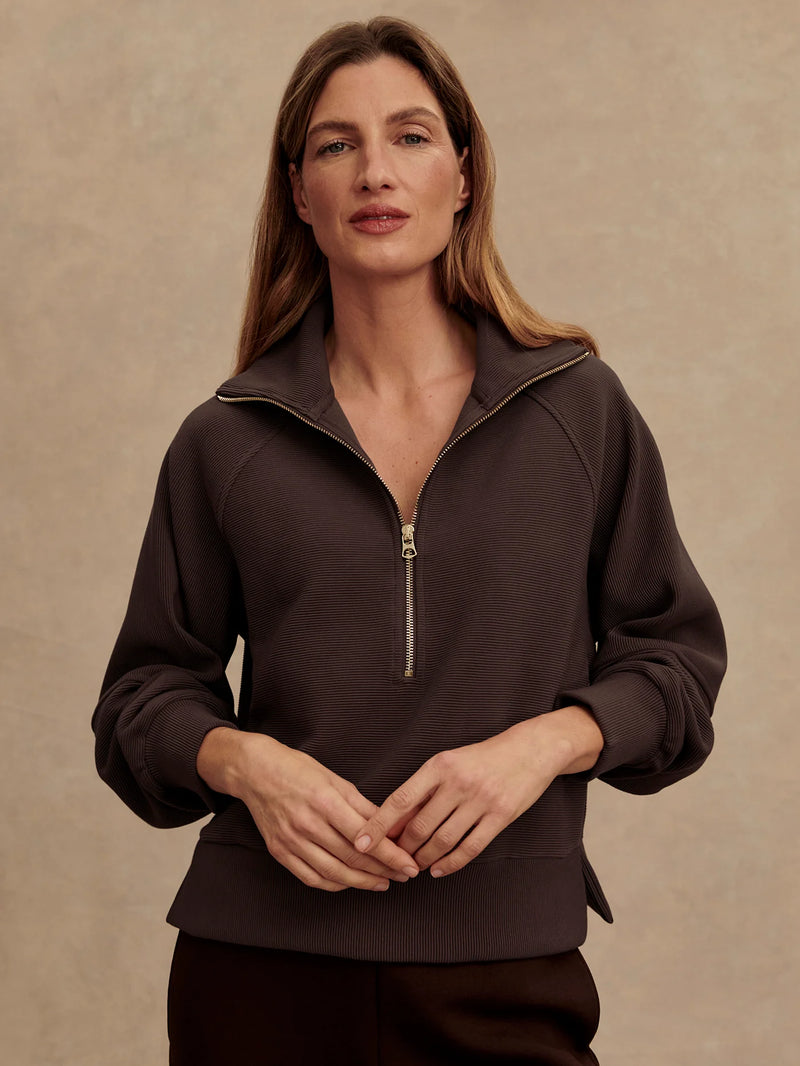 Varley Milano Half Zip Sweat - Coffee Bean