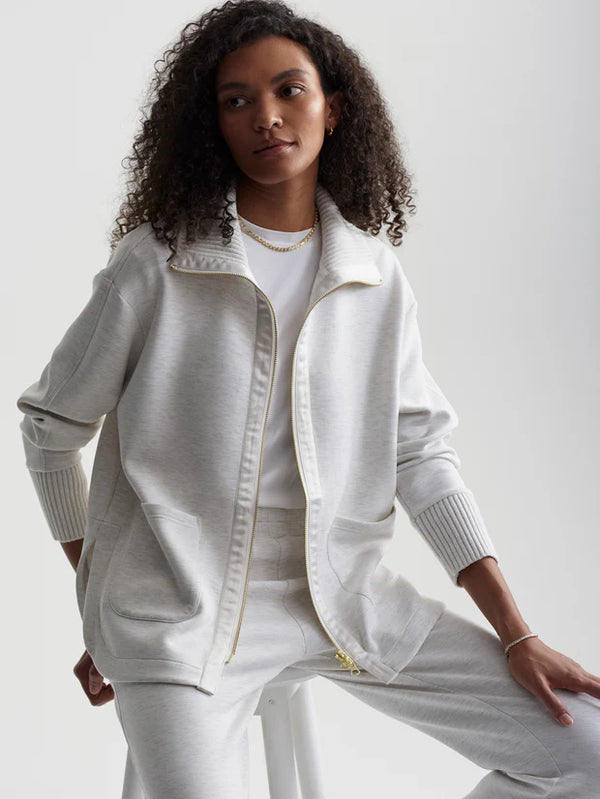 Varley Niamh Zip Through - Ivory Marl