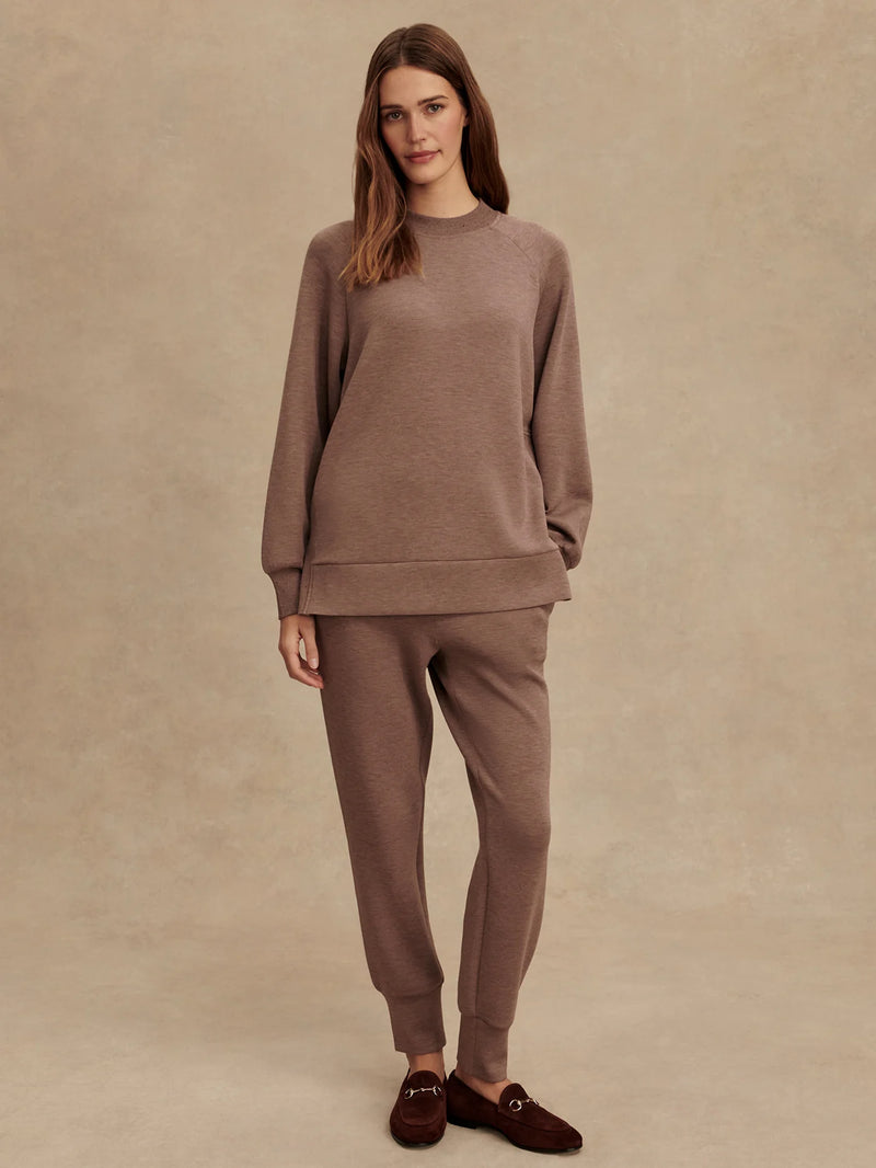 Varley Nicole Boyfriend Sweat - Deep Taupe Marl Fleck