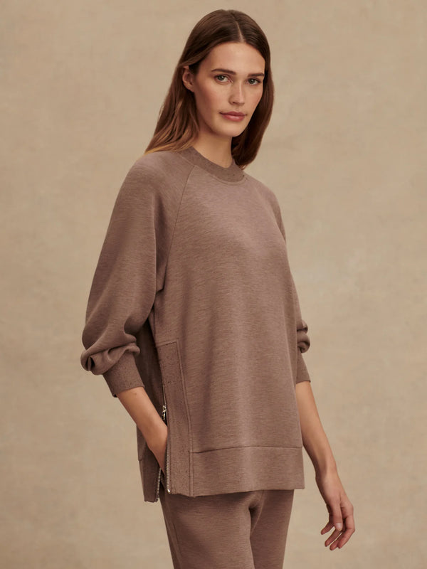 Varley Nicole Boyfriend Sweat - Deep Taupe Marl Fleck