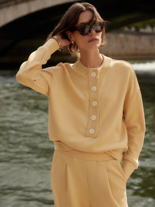 Varley Reena Button Front Sweat - Sahara Sun