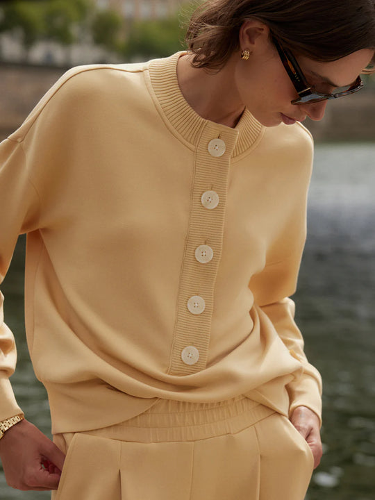 Varley Reena Button Front Sweat - Sahara Sun