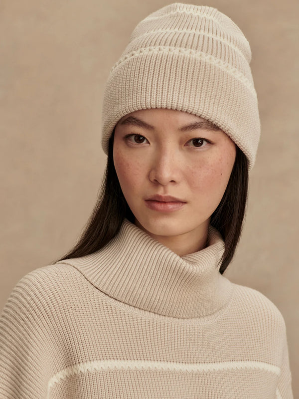 Varley Ronan Stitch Stripe Beanie - Silver Birch
