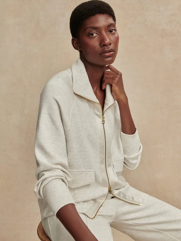 Varley Roxbury Zip Through - Ivory Marl