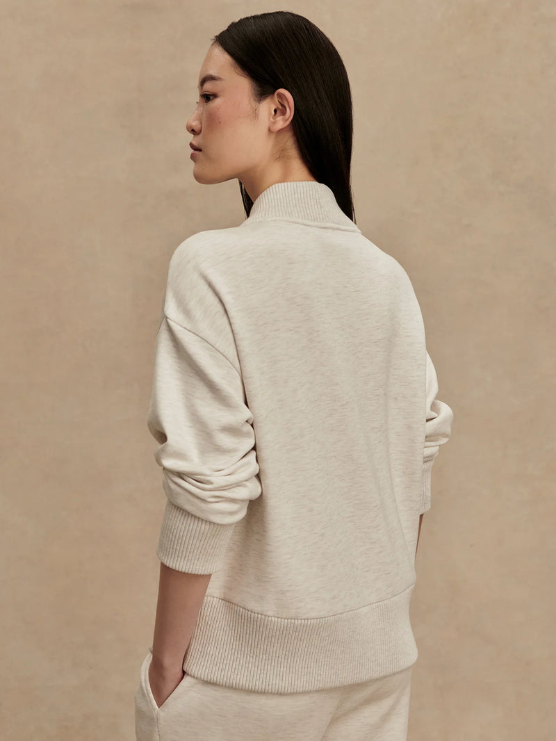 Varley Sally Half Zip Sweat - Ivory Marl