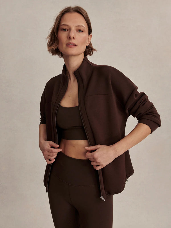 Varley Tayah Zip Through Midlayer - Coffee Bean