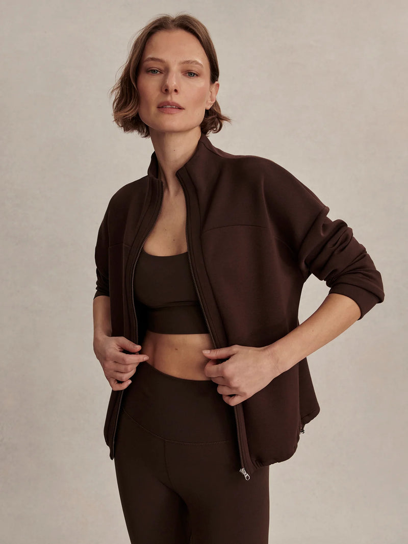 Varley Tayah Zip Through Midlayer - Coffee Bean