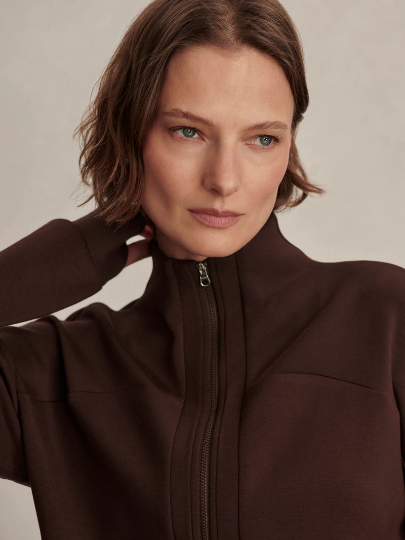Varley Tayah Zip Through Midlayer - Coffee Bean