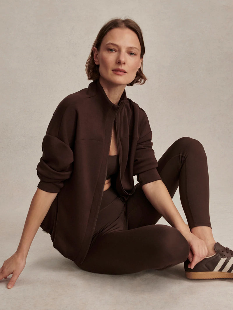 Varley Tayah Zip Through Midlayer - Coffee Bean
