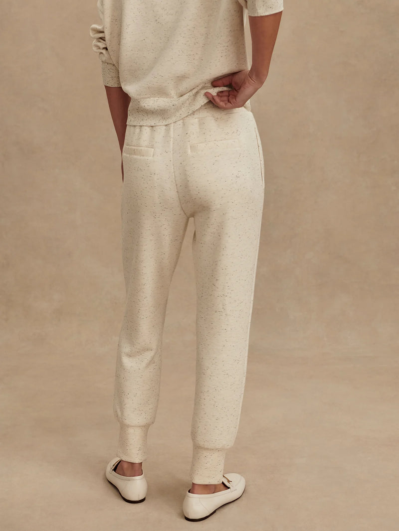 Varley The Slim Cuff Pant 27.5  Ivory Marl Fleck