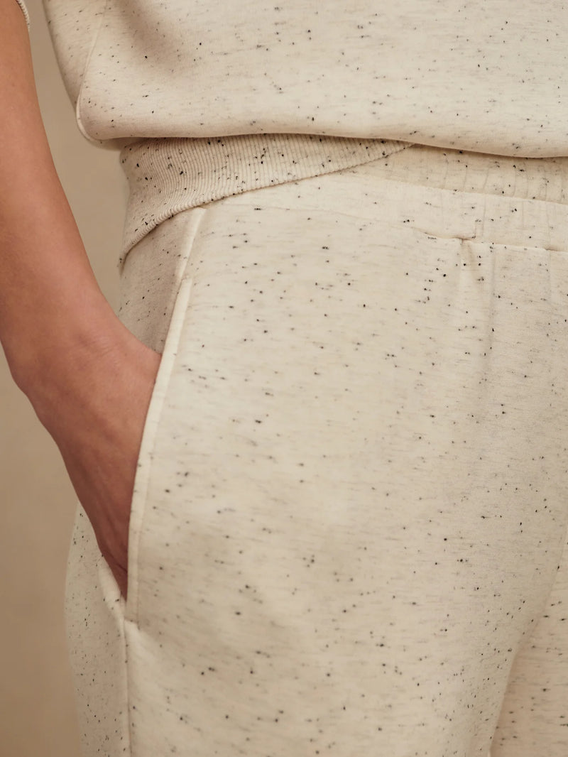 Varley The Slim Cuff Pant 27.5  Ivory Marl Fleck