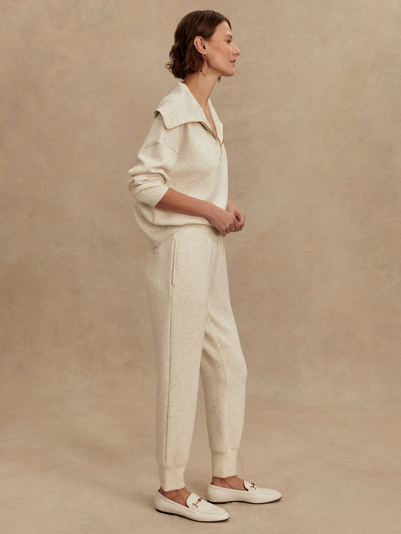 Varley The Slim Cuff Pant 27.5  Ivory Marl Fleck