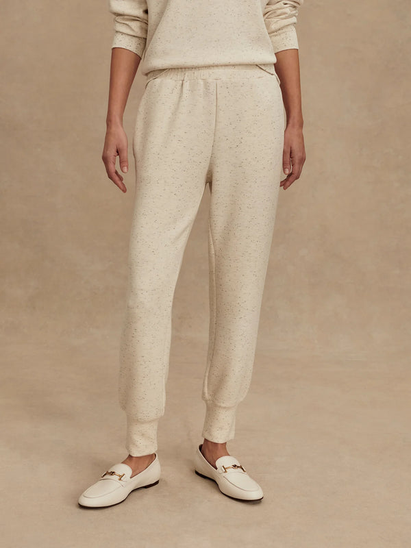 Varley The Slim Cuff Pant 27.5  Ivory Marl Fleck
