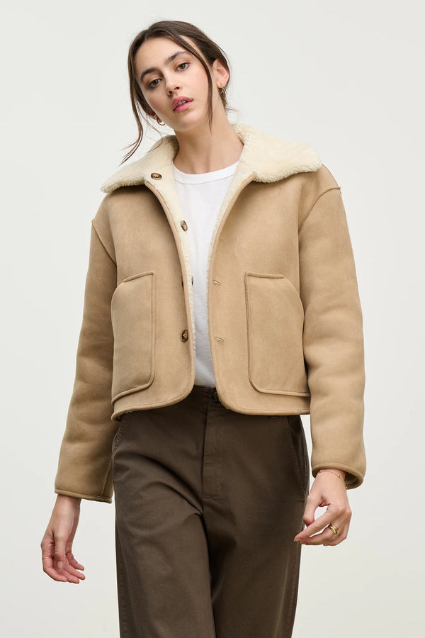 Velvet Amara Rvrsible Sherpa Jacket Sand