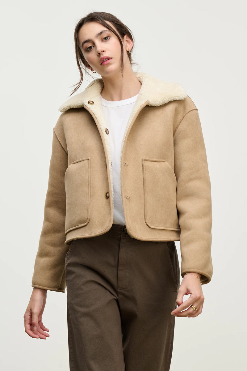 Velvet Amara Rvrsible Sherpa Jacket Sand