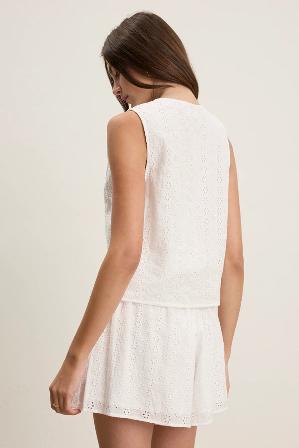 Velvet Ava Tie Front Top White