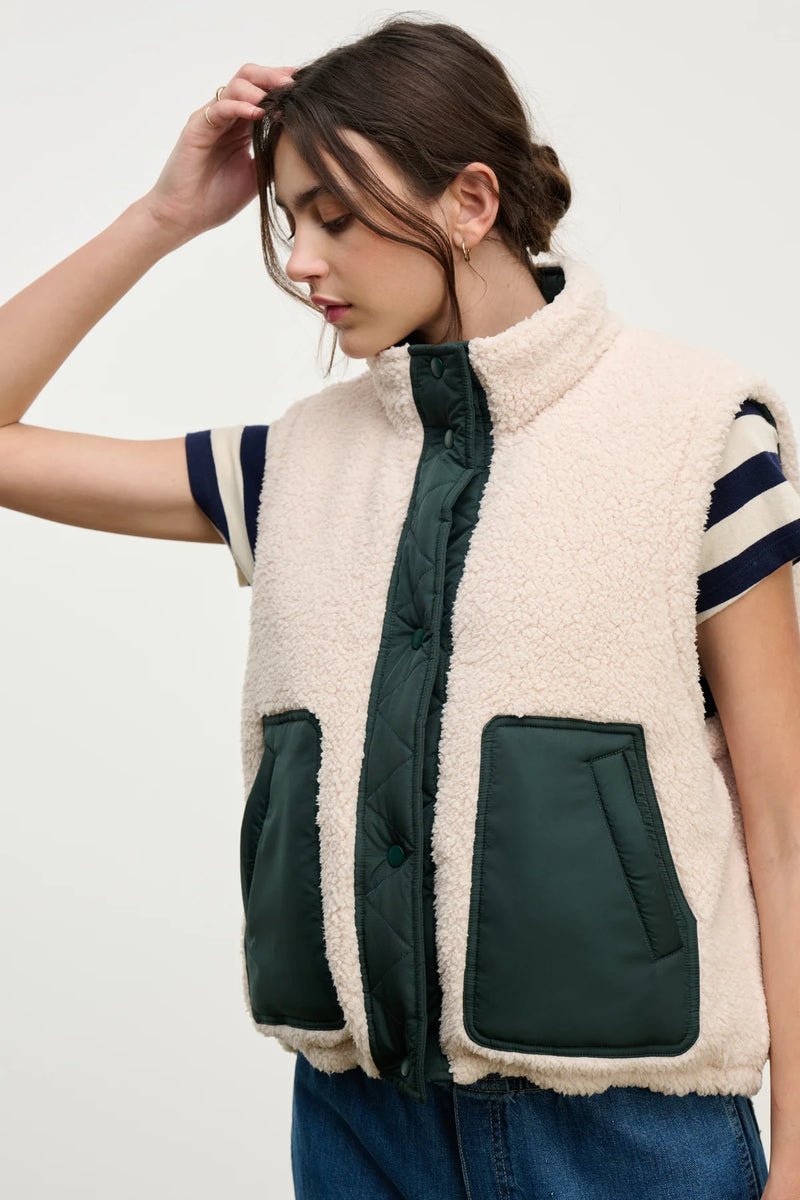 Velvet Cathy Rvrsible Sherpa Vest Alpine