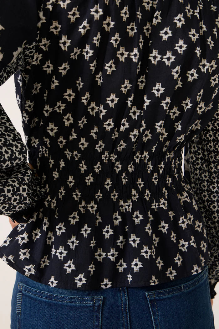 Velvet Charlotte L/S Btn Boho Top Midnight