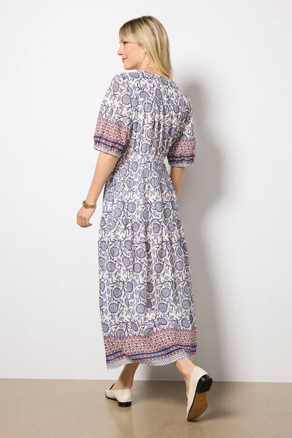 Velvet Natalia Boho 3/4 Slv Dress Cream Floral