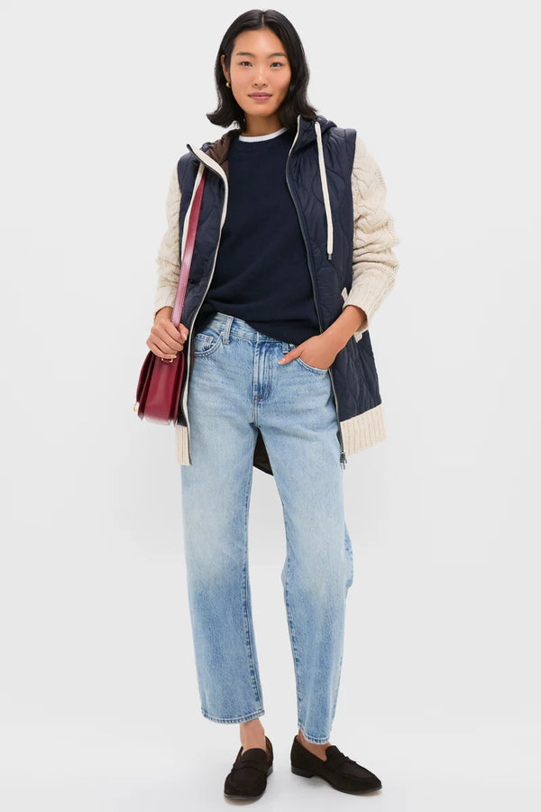 Veronica Beard Barrows Mixed Media Jacket Navy/Heathered Sand