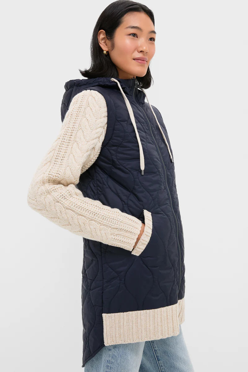 Veronica Beard Barrows Mixed Media Jacket Navy/Heathered Sand
