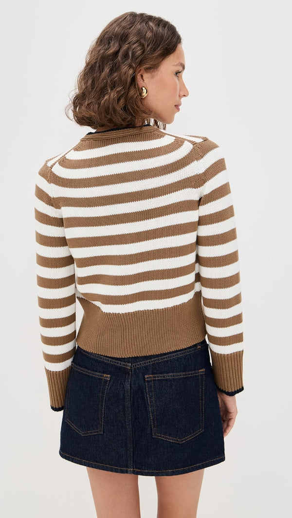 Veronica Beard Monae Cardigan Dark Acorn/Dove