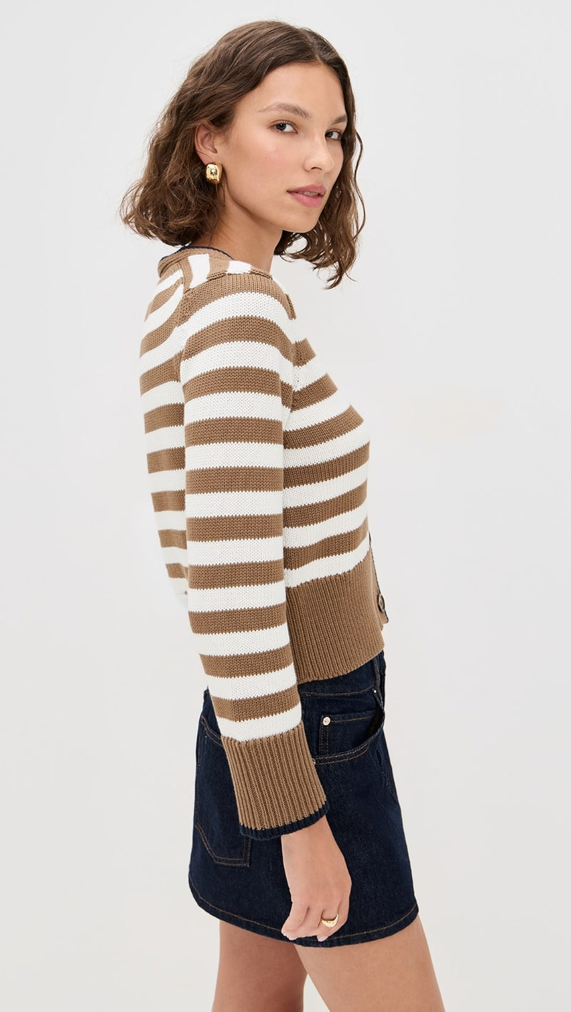 Veronica Beard Monae Cardigan Dark Acorn/Dove