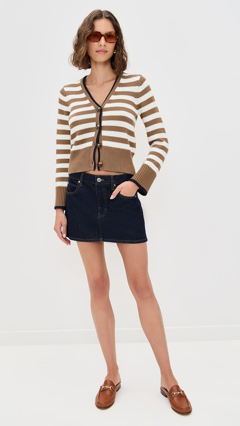 Veronica Beard Monae Cardigan Dark Acorn/Dove