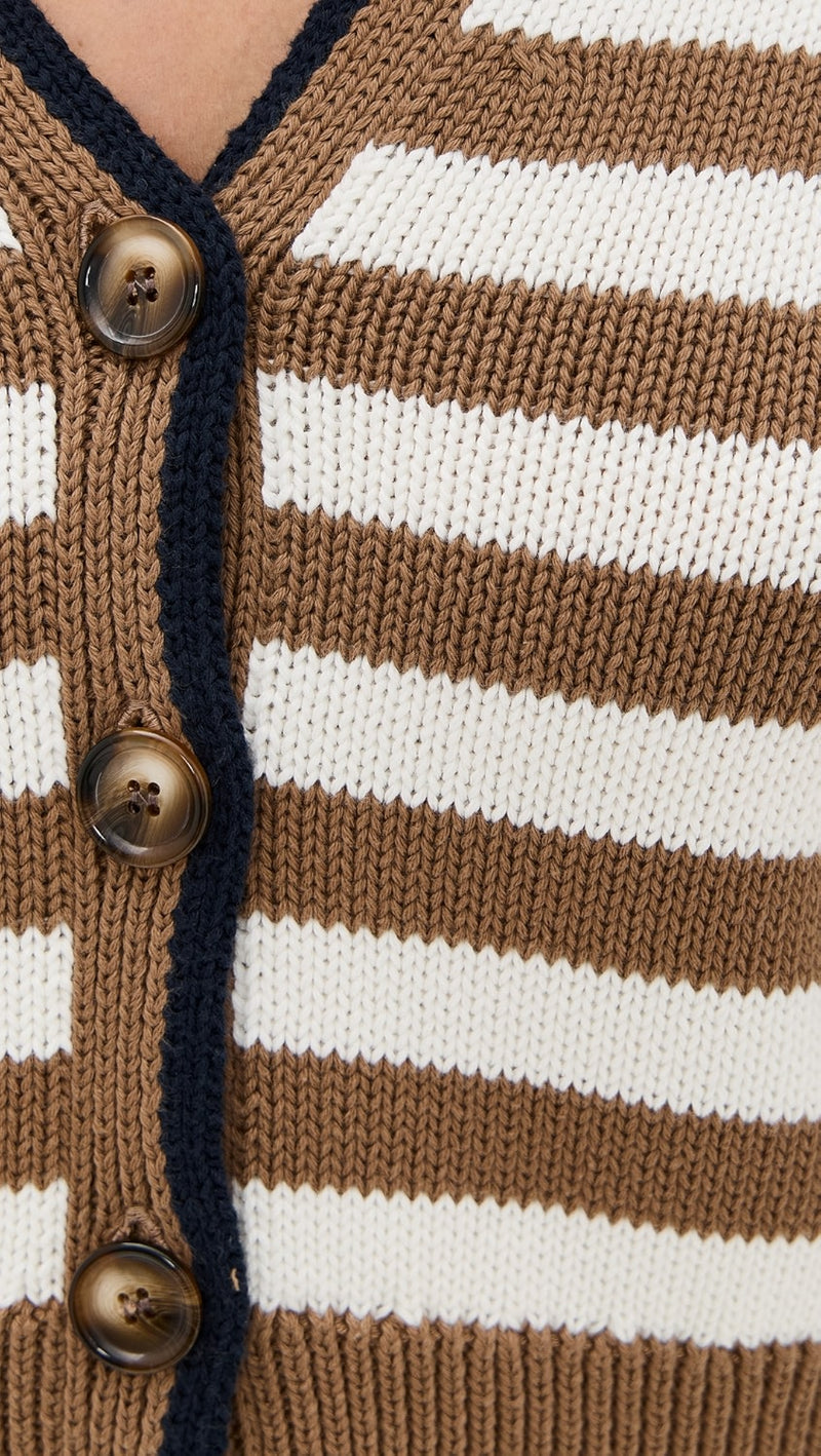 Veronica Beard Monae Cardigan Dark Acorn/Dove